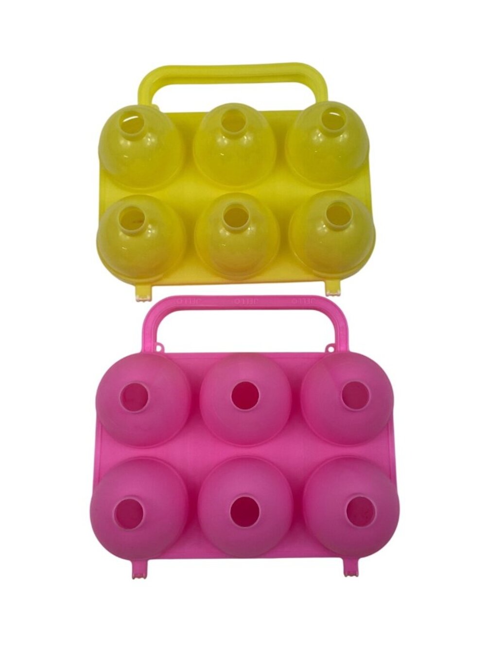 Two 2 Vintage Pink & Yellow Smooth Jello Jigglers Easter Egg Molds Jello Shots - Picture 3 of 9